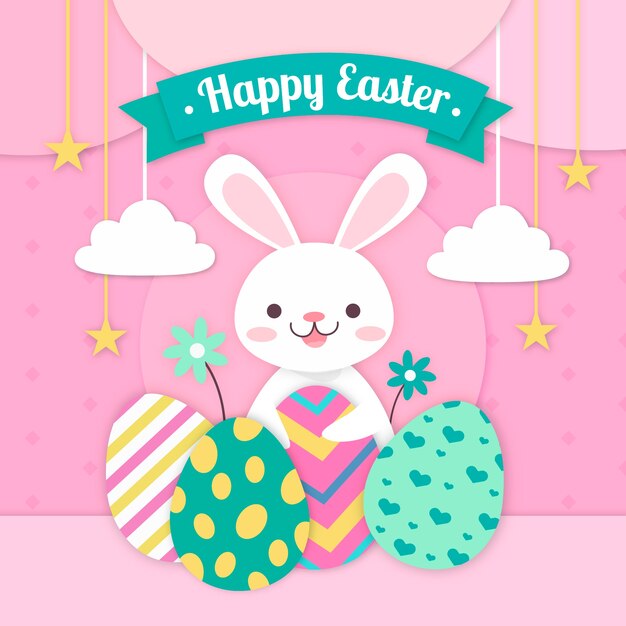 Feliz día de pascua en papel