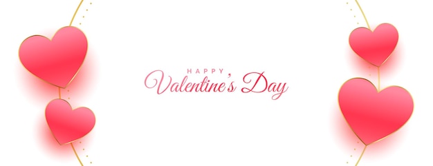 Feliz día de san valentín amor corazones banner blanco decorativo