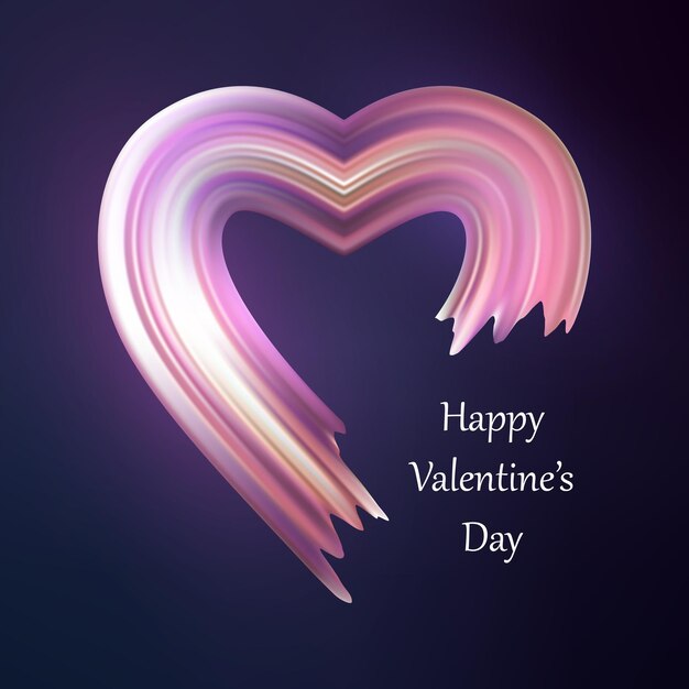 Feliz día de San Valentín corazón forma de pincel líquido color flujo de pintura de valentín ilustración vectorial