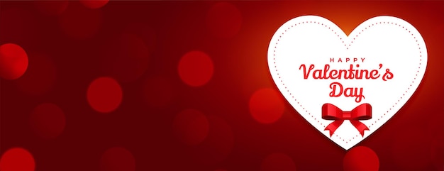 Feliz día de san valentín diseño de banner rojo bokeh