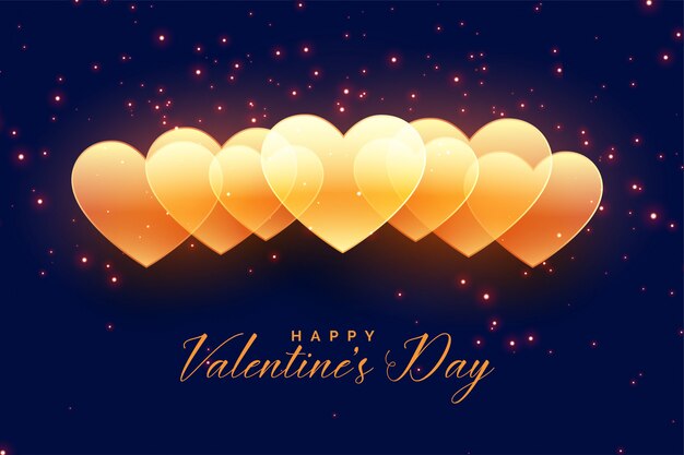 Feliz día de san valentín diseño de corazones de oro