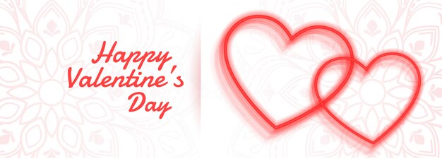 Feliz día de san valentín dos línea corazones banner