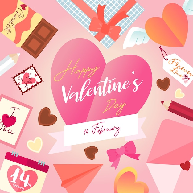 Feliz día de san valentín elemento de diseño de san valentín romántico objeto decorativo festivo objeto aislado en el diseño de fondo para banner web poster flyer folleto cubierta de tarjeta de felicitación y otros