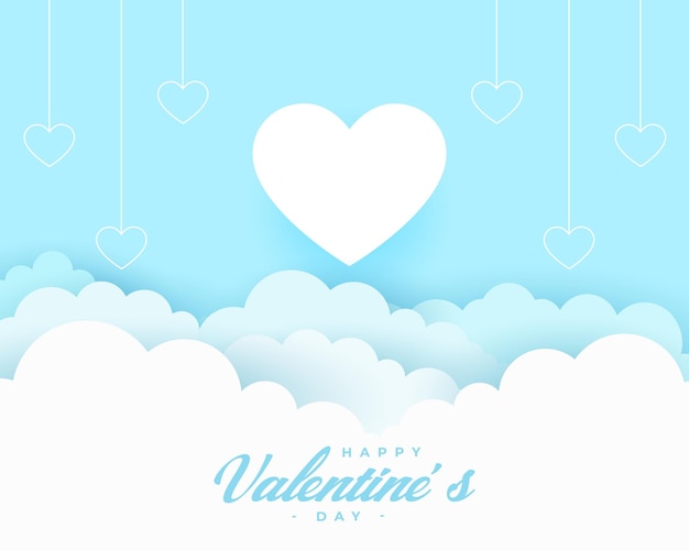 Vector gratuito feliz día de san valentín fondo de evento con diseño de nubes de papel