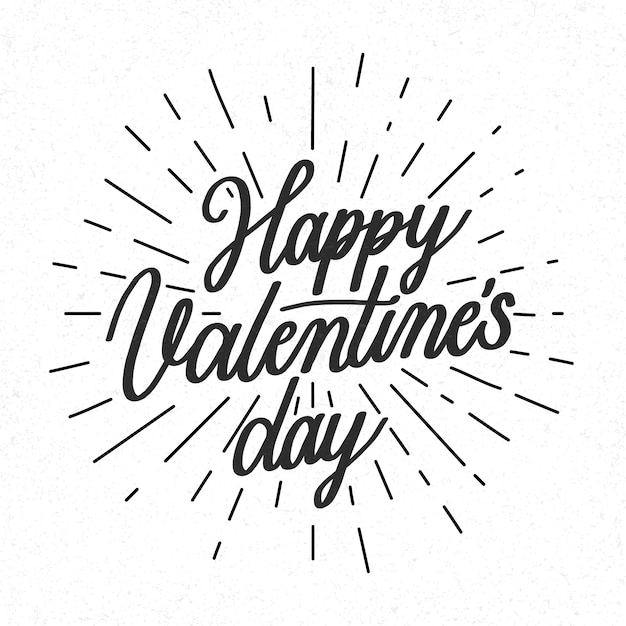 Vector gratuito feliz día de san valentín letras en blanco y negro