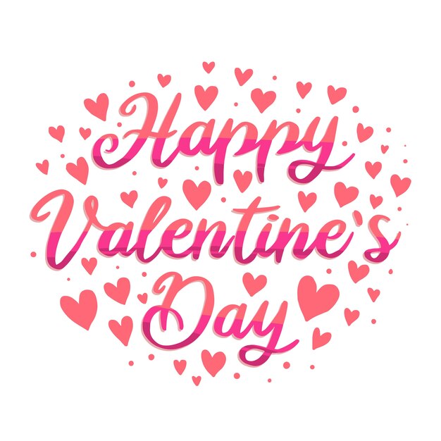 Vector gratuito feliz día de san valentín letras con corazones