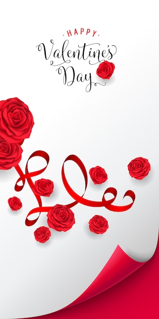 Feliz día de San Valentín letras. Inscripción brillante