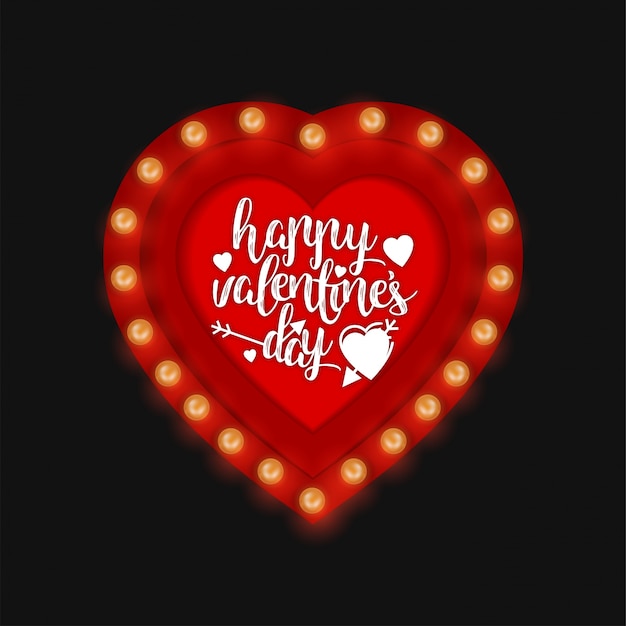 Feliz día de San Valentín con luces rojas