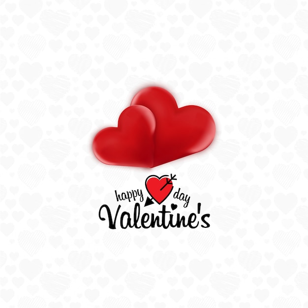 Feliz día de San Valentín tarjeta con corazón y fondo blanco