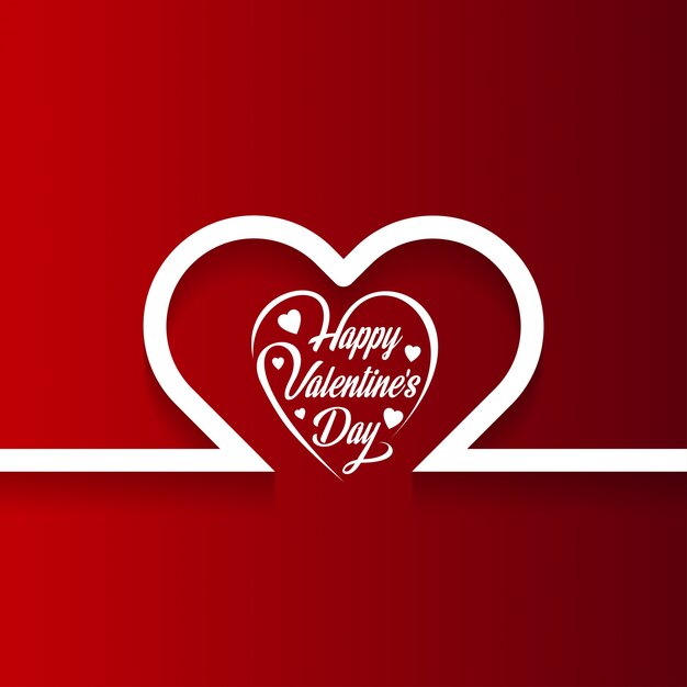 Feliz día de San Valentín tarjeta con corazones y fondo rojo