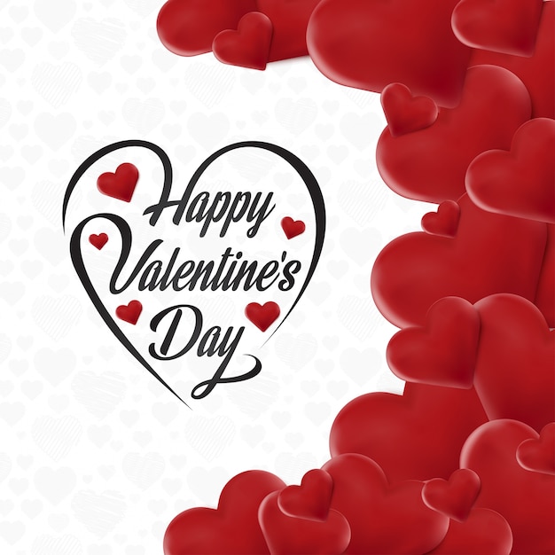 Feliz día de San Valentín tarjeta con corazones