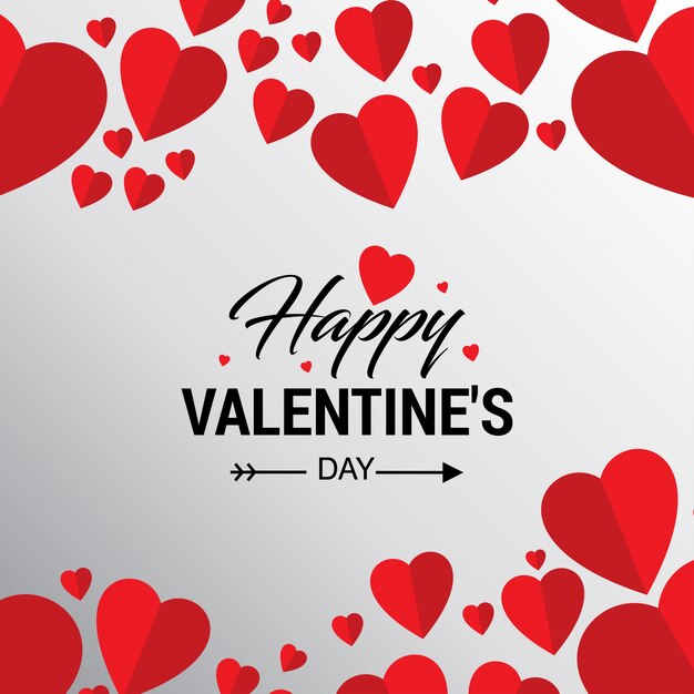 Feliz día de San Valentín tarjeta con corazones