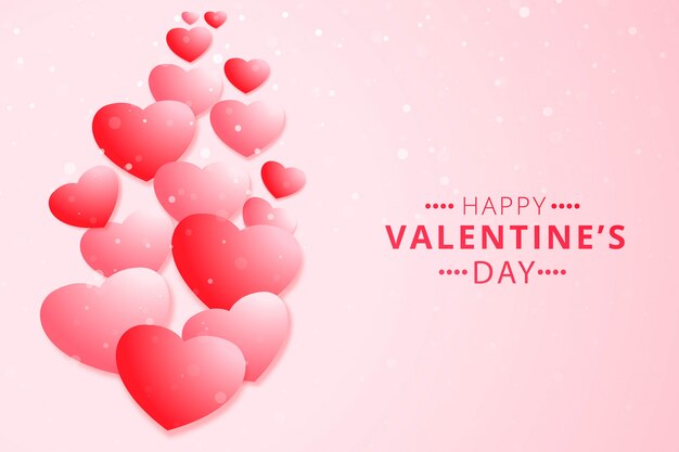 Feliz día de San Valentín tarjeta de felicitación con corazones