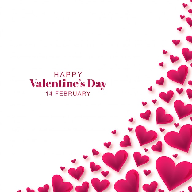 Feliz día de San Valentín tarjeta de felicitación con corazones