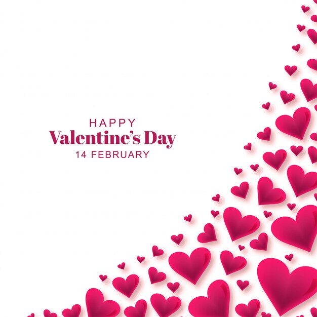 Feliz día de San Valentín tarjeta de felicitación con corazones