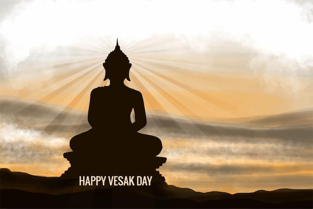 Vector gratuito feliz día vesak buddha purnima desea fondo de tarjeta de felicitación