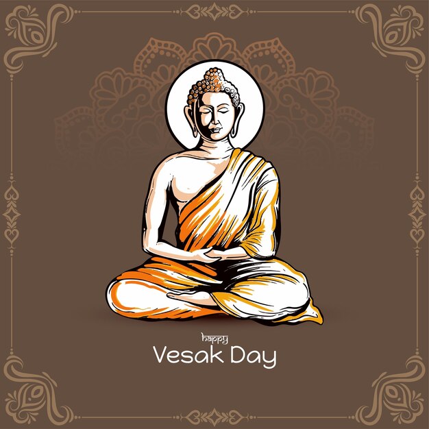 Feliz día de Vesak o Mahavir Jayanti en el fondo con el señor Buda