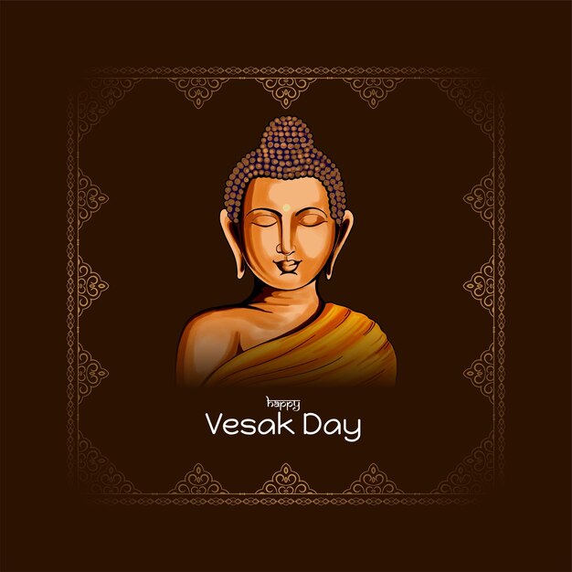 Vector gratuito feliz día de vesak o mahavir jayanti en el fondo con el señor buda