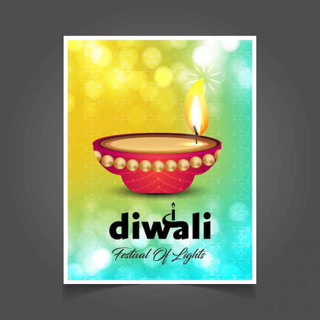 Feliz diseño de folleto diwali con estilo único