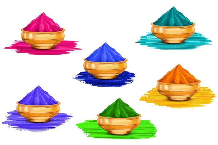 Vector gratuito feliz diseño de juegos de ollas coloridas de holi
