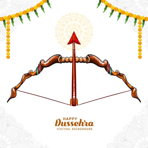 Feliz diseño de publicación del festival dussehra con fondo de flecha de arco