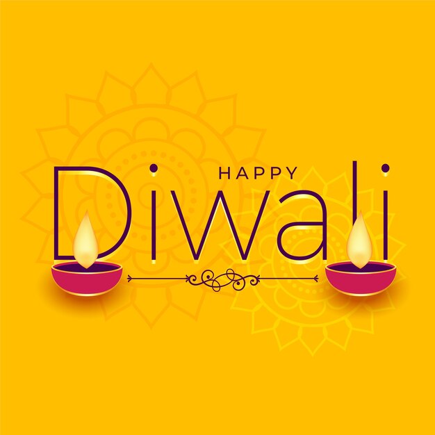 Feliz diwali amarillo desea fondo de tarjeta