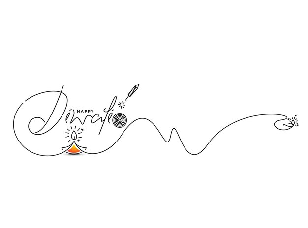 Feliz Diwali diseño de texto Resumen ilustración vectorial