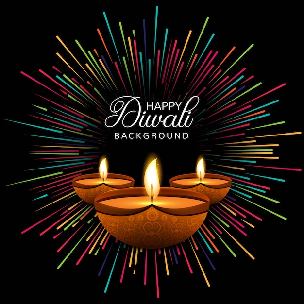 Feliz diwali diya oil lamp festival card