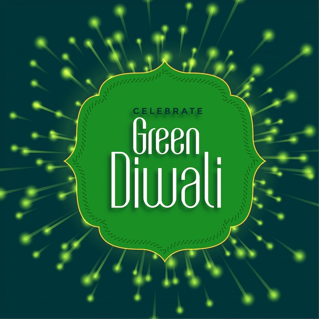 Feliz diwali verde con fuegos artificiales ecológicos