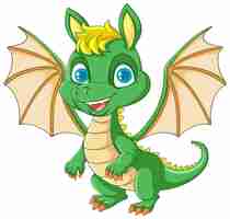 Vector gratuito feliz dragón verde de dibujos animados sonriendo