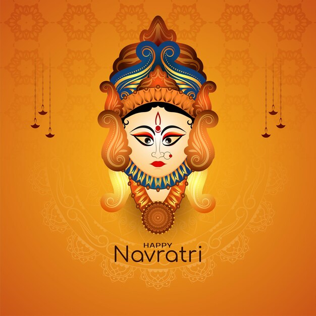 Feliz Durga Puja y Navratri Festival indio elegante tarjeta de felicitación
