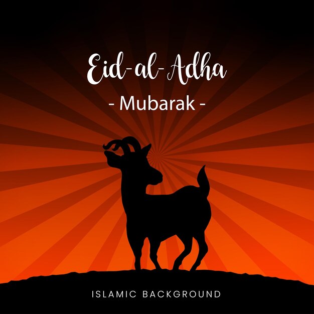 Feliz Eid Al Adha Saludos Fondo naranja negro Banner de redes sociales islámicas Vector libre