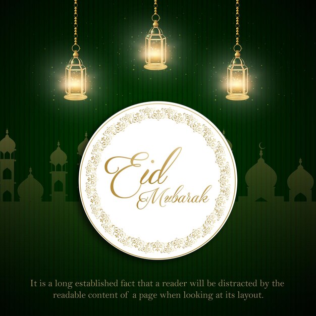 Feliz eid saludos bosque fondo verde islámico redes sociales banner vector gratis