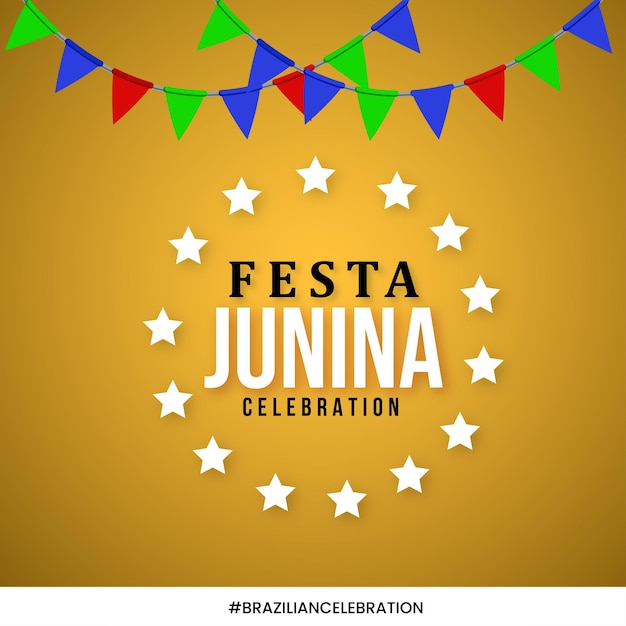 Feliz festa junina amarillo azul blanco fondo diseño de redes sociales banner vector libre