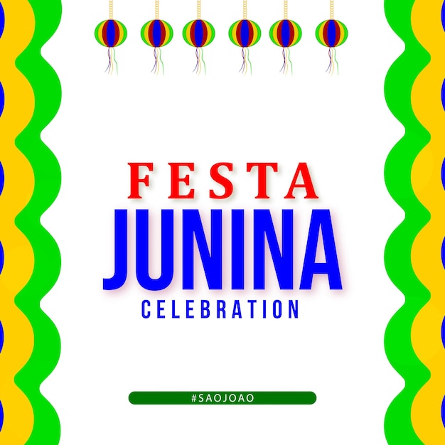 Vector gratuito feliz festa junina fondo amarillo verde azul diseño de redes sociales banner vector libre