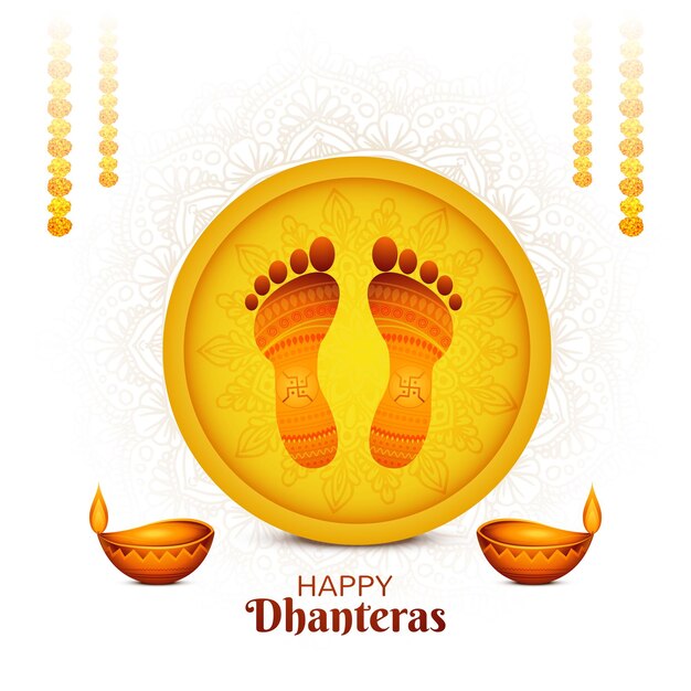Feliz festival de dhanteras para la diosa maa lakshmi charan o fondo de paduka