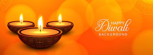 Feliz festival de diwali banner con colorido