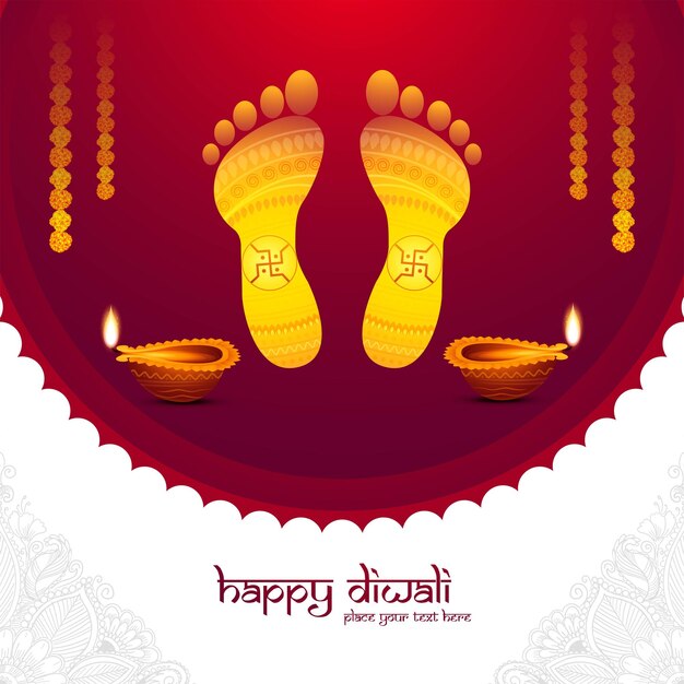 Feliz festival de diwali para la diosa maa lakshmi charan o fondo de paduka