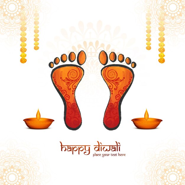 Feliz festival de diwali para la diosa maa lakshmi charan o el fondo de la tarjeta paduka
