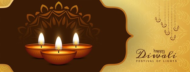 Feliz festival de Diwali hermoso diseño de banner