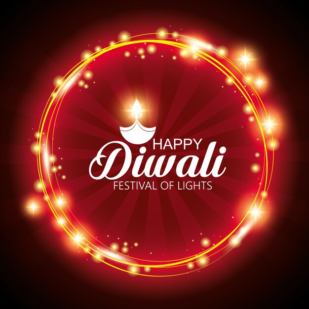 Feliz festival de diwali de luces con mandala