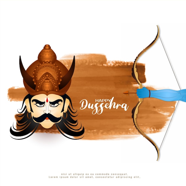 Vector gratuito feliz festival dussehra ravana matando con diseño de fondo de flecha