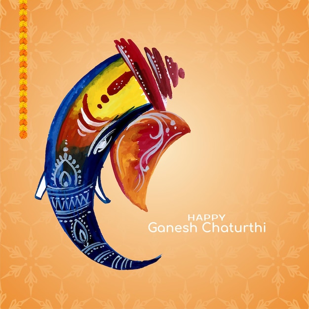 Feliz festival ganesh chaturthi colorido diseño de tarjeta decorativa