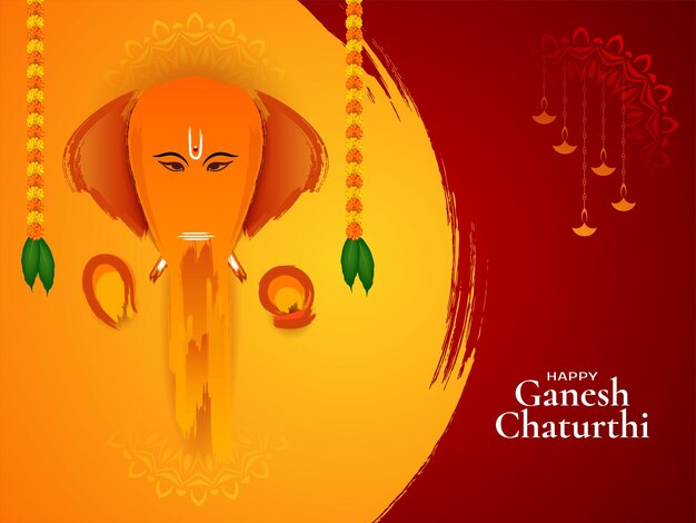 Feliz festival de Ganesh Chaturthi con estilo vector de fondo religioso