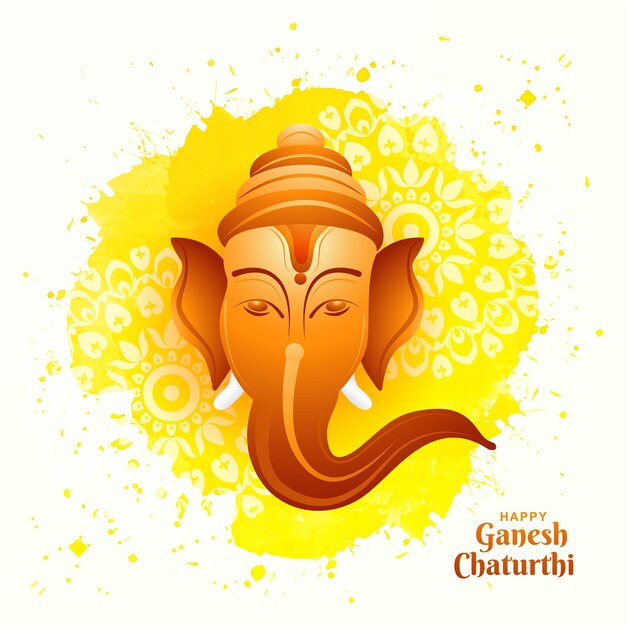 Feliz festival de ganesh chaturthi con fondo de tarjeta de cabeza de lord ganesha
