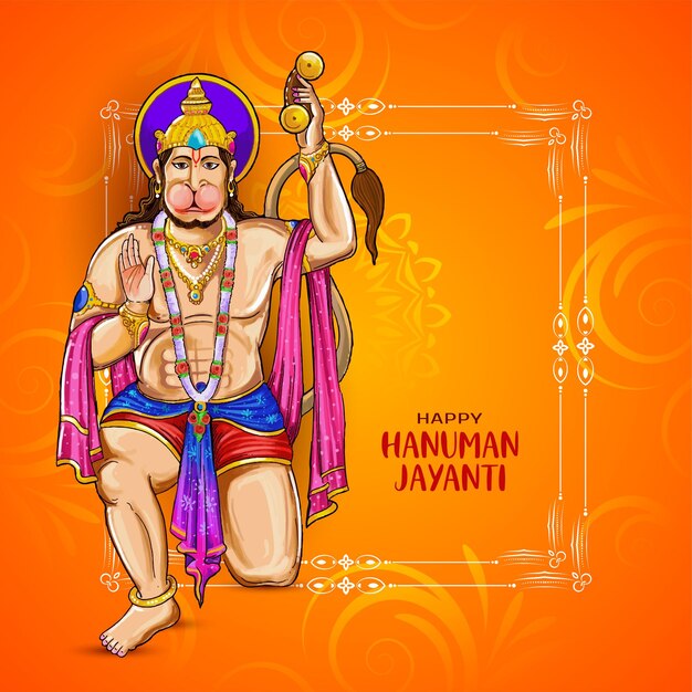 Feliz festival de Hanuman Jayanti saludando el fondo decorativo