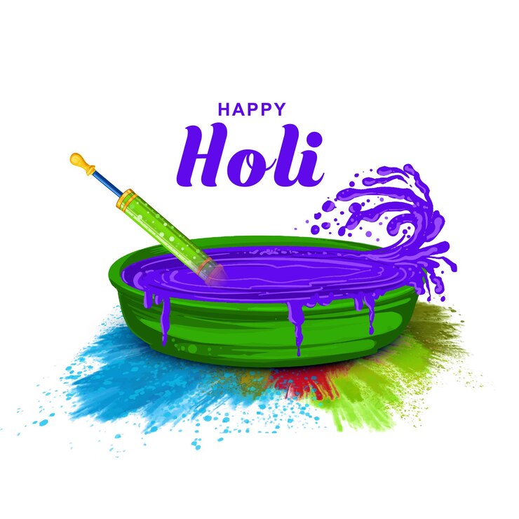 Vector gratuito feliz festival de holi de la india celebración de la tarjeta de felicitación de fondo