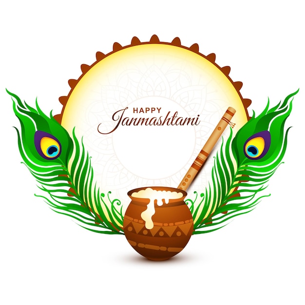 Vector gratuito feliz festival indio janmashtami dahi handi celebración fondo de vacaciones