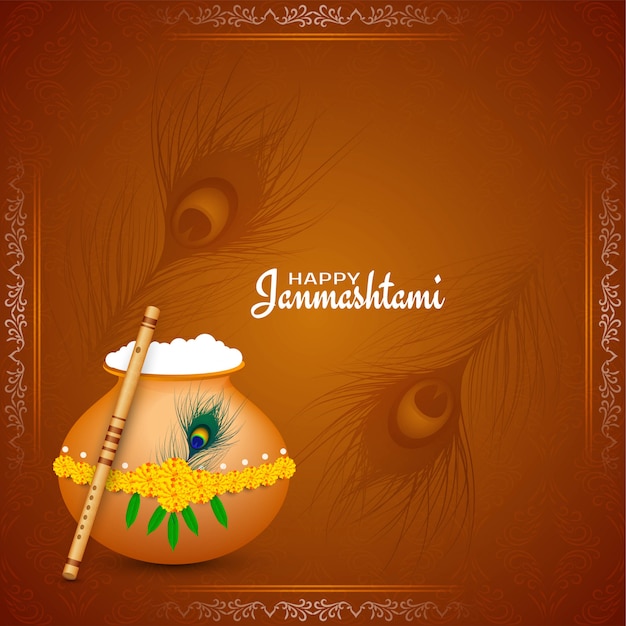 Feliz festival indio Janmashtami elegante fondo