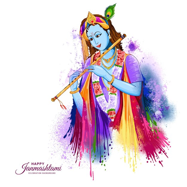 Feliz festival de Janmashtami de la India el señor Krishna hermoso fondo de la tarjeta